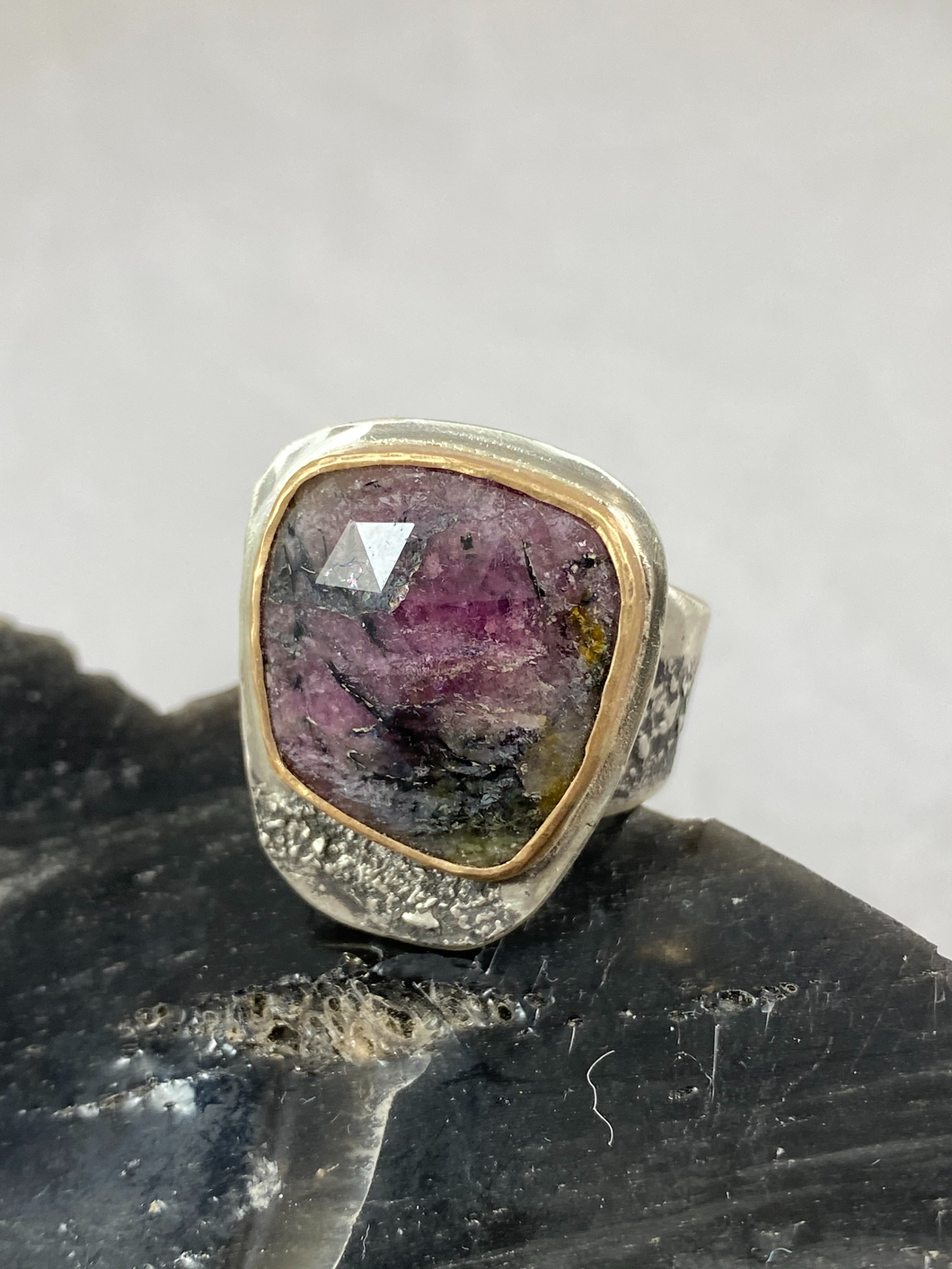Sterling Silver and Gold fill Tourmaline Ring