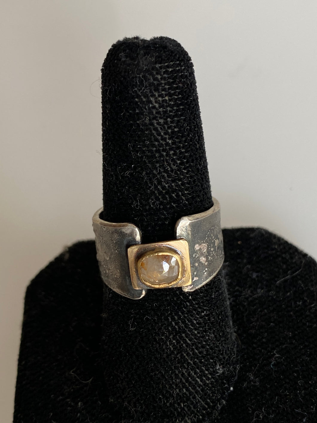 Rose-Cut Diamond, gold and silver Ring