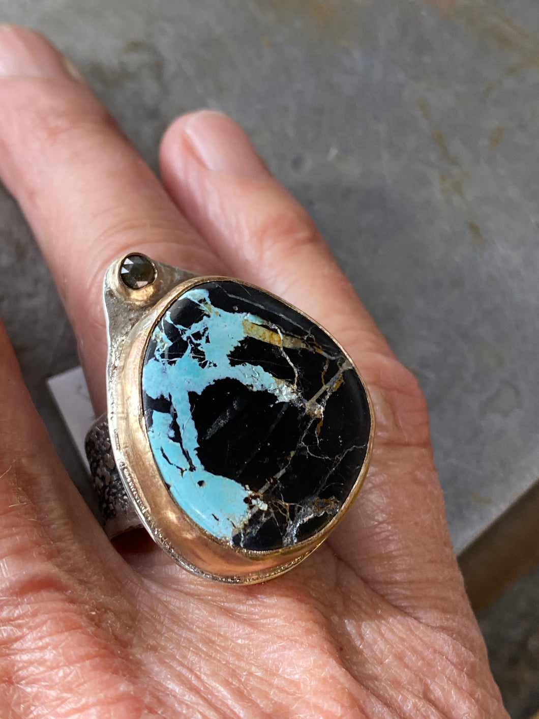 Blue Moon Turquoise and Diamond Ring