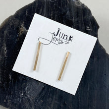 Load image into Gallery viewer, Gold Bar Hanging Studs made in Bend Oregon by Junk to Jems
