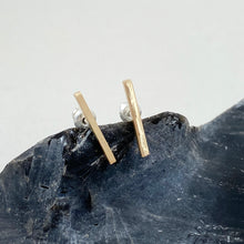 Load image into Gallery viewer, Gold Bar Earrings Made in Bend Oregon by Junk to Jems
