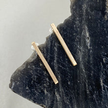 Load image into Gallery viewer, Gold Bar Hanging Studs made in Bend Oregon by Junk to Jems
