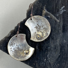 Load image into Gallery viewer, Wax Wane Moon Earrings made in Bend Oregon by Junk to Jems
