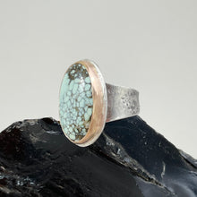 Load image into Gallery viewer, Oval New Lander Variscite Ring with Gold Bezel, made in Bend Oregon by Junk to Jems
