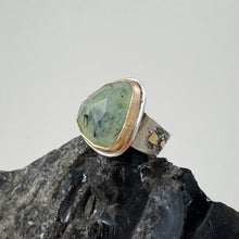 Load image into Gallery viewer, Prehnite Ring with Gold Bezel, Bend Oregon jewelry by Junk to Jems
