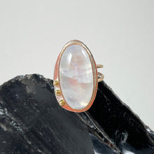 Load image into Gallery viewer, Oval Moonstone Gold &amp; Silver Ring made in Bend Oregon by Junk to Jems
