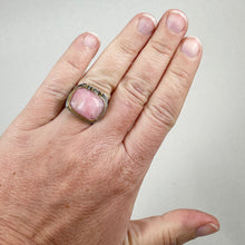 Load image into Gallery viewer, Rose Quartz Ring Adorned with Gold Dots, made in Bend Oregon by Junk to Jems
