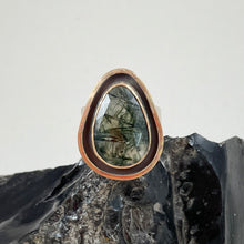 Load image into Gallery viewer, Tourmalinated Quartz Ring with Double Gold Accent, made in Bend Oregon by Junk to Jems
