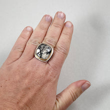 Load image into Gallery viewer,  Tourmalinated Quartz Ring with Gold Bezel, made in Bend Oregon by Junk to Jems
