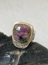 Load image into Gallery viewer, Sterling Silver and Gold fill Tourmaline Ring
