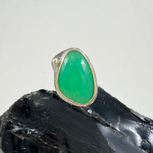 Load image into Gallery viewer, Chrysoprase Ring with Gold Bezel, made in Bend Oregon by Junk to Jems
