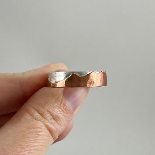 Copper & Sterling Silver Mountain Men's Ring - Mens / Unisex, made in Bend Oregon by Junk to Jems