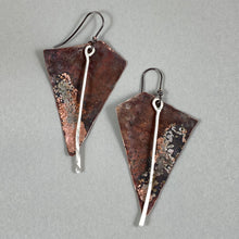 Load image into Gallery viewer, Copper &amp; Silver Arrowhead Earrings made in Bend Oregon by Junk to Jems
