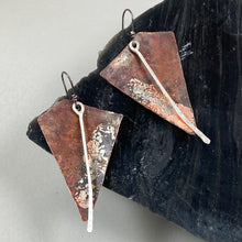 Load image into Gallery viewer, Copper &amp; Silver Arrowhead Earrings made in Bend Oregon by Junk to Jems
