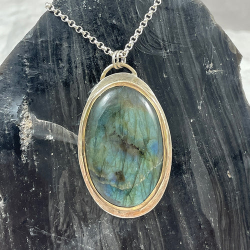 Oval Labradorite Necklace from Junk to Jems jewelry in Bend Oregon