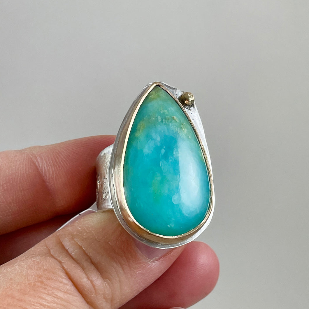Peruvian Blue Opal Ring made in Bend Oregon by Junk to Jems