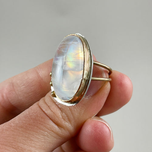 Oval Moonstone Gold & Silver Ring made in Bend Oregon by Junk to Jems