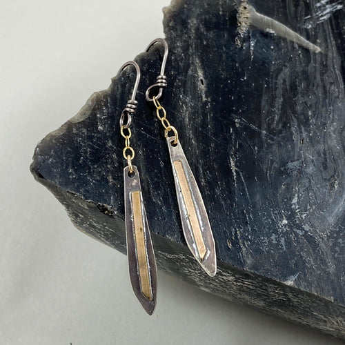 Silver & Gold Icicle Chain Dangle Earrings made in Bend Oregon by Junk to Jems