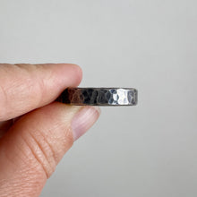 Load image into Gallery viewer, Thick Hammered Sterling Silver Ring - Mens / Unisex, made in Bend Oregon by Junk to Jems
